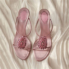 Damen elegante Slip-On Sandalen mit funkelnder Strassverzierung R&B