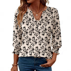 Damen modische Bluse mit verspieltem Paisleymuster und Rüschendetails R&B
