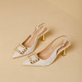 Damen Slingback-Pumps mit elegantem Schmuckdetail und modischem Blockabsatz