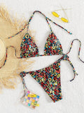 Damen Triangel-Bikini mit verspieltem Blumenmuster R&B