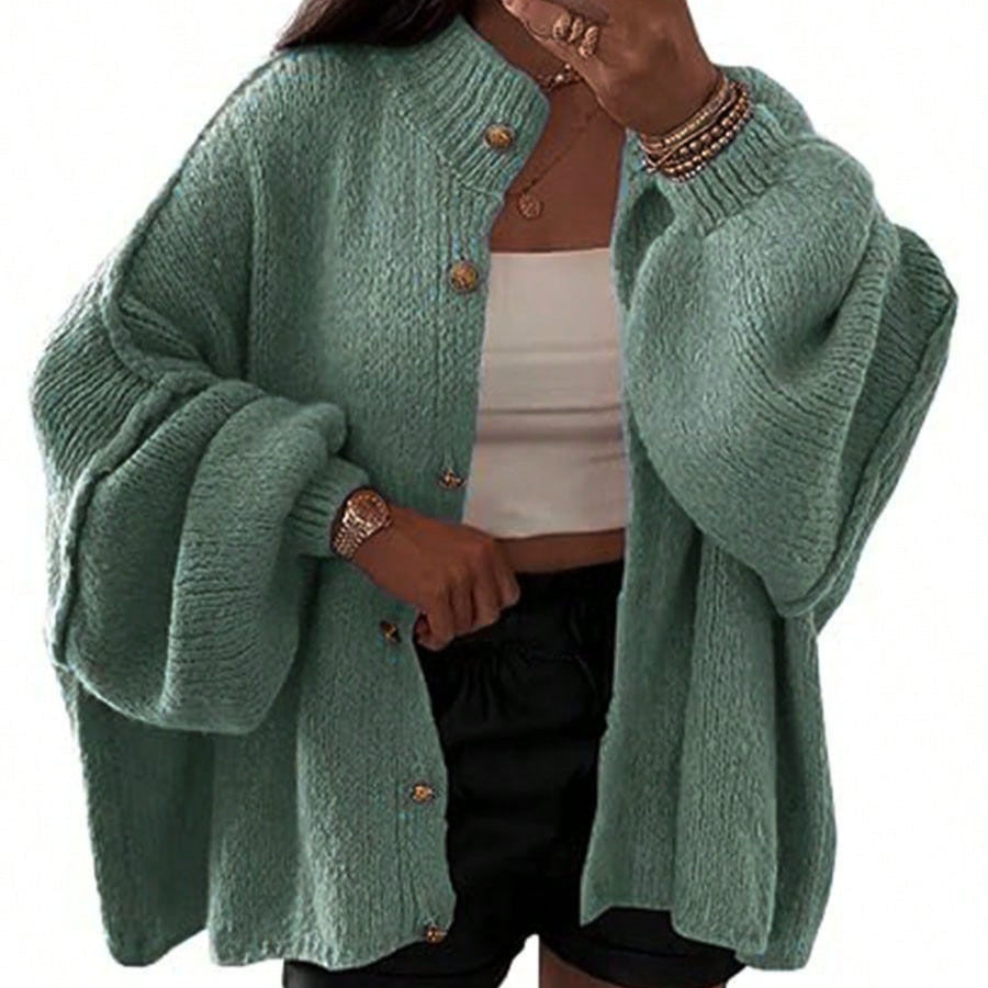 Damen Flauschige Strickjacke mit überschnittenen Schultern R&B