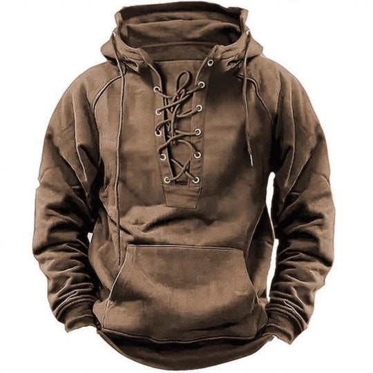 Herren Kapuzensweatshirt mit modischer Schnürung und weichem Innenfutter R&B