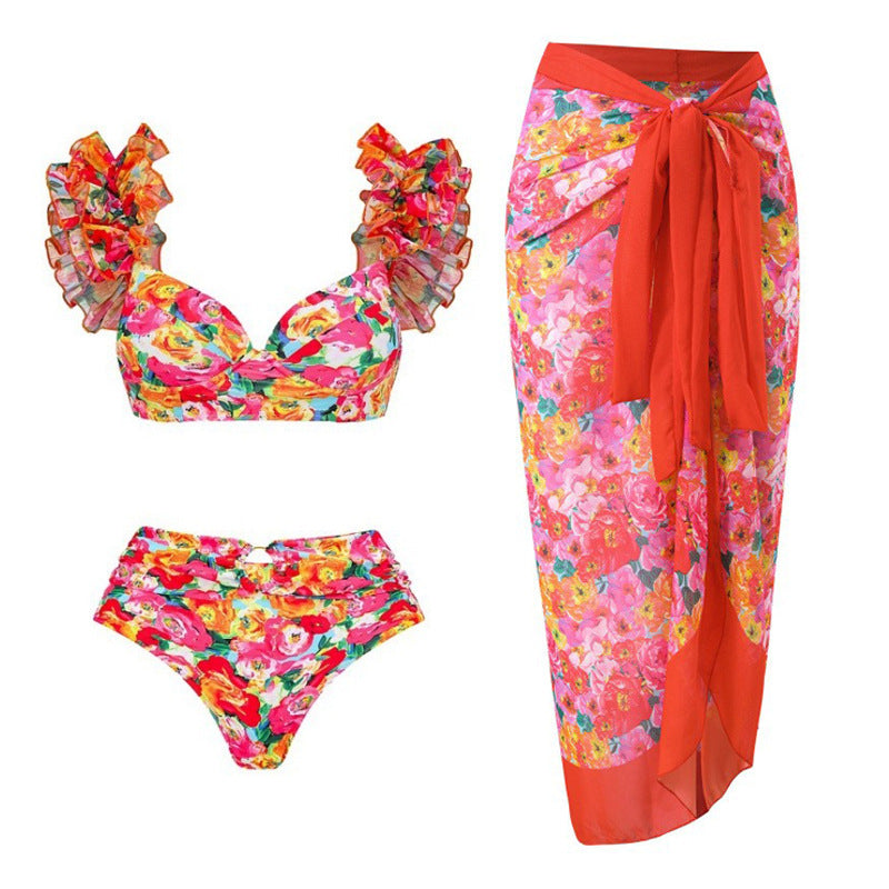 Damen Bikini-Set mit Rüschen und schickem Wickelrock R&B