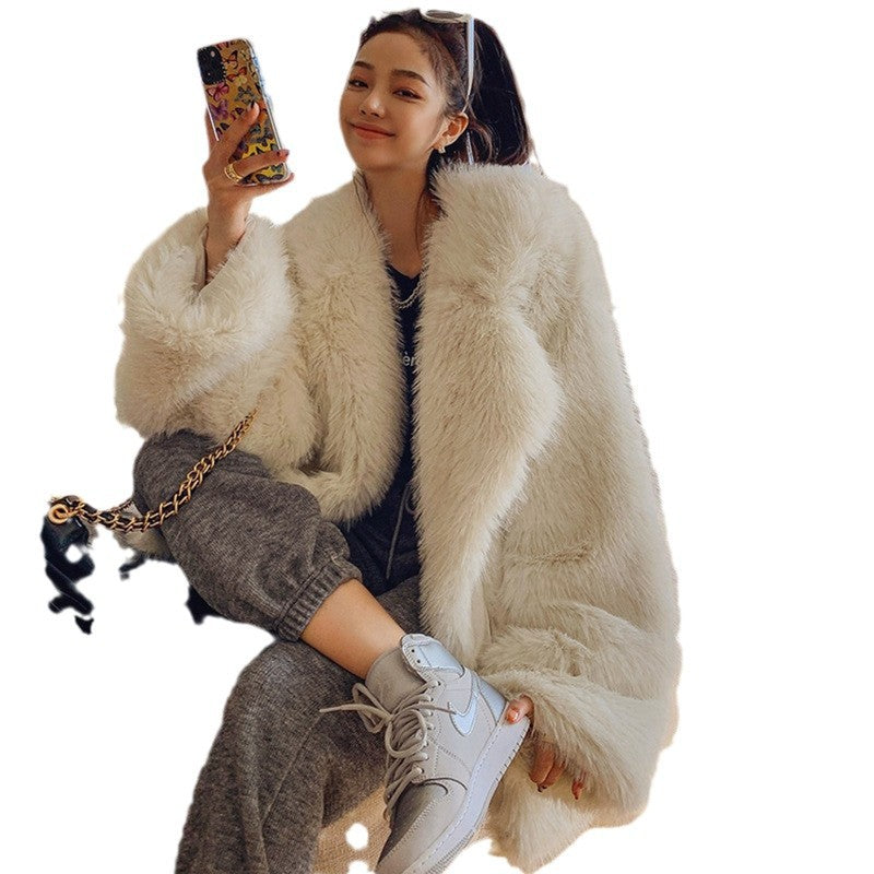 Damen Flauschige Kunstpelzjacke mit weiter Silhouette R&B