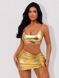 Damen Funkelndes Crop-Top und Minirock Set R&B