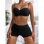 Damen Bikini-Set mit gepolstertem Oberteil und High-Waist Shorts R&B