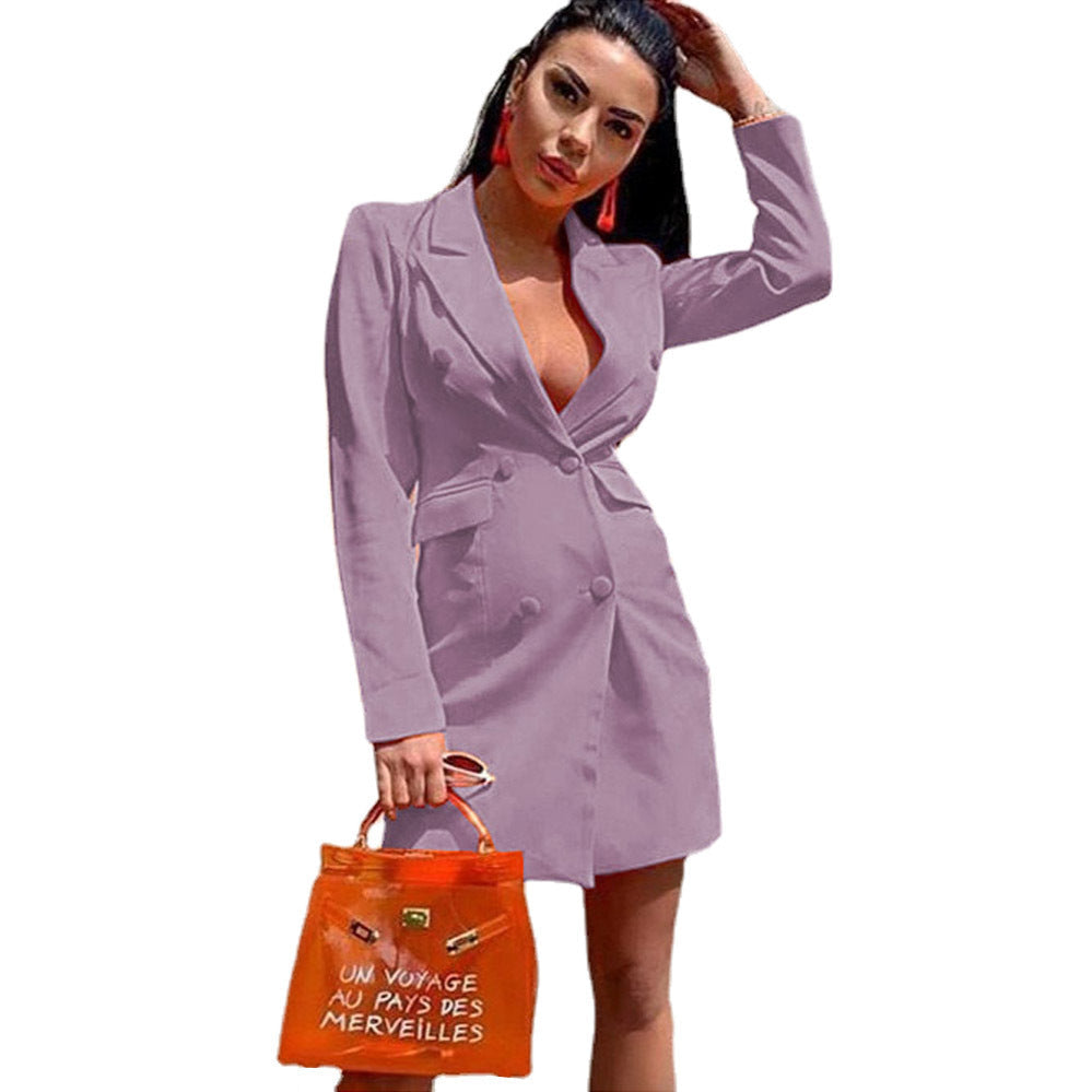 Damen Maßgeschneiderte Doppelreiher Blazer Kleid R&B
