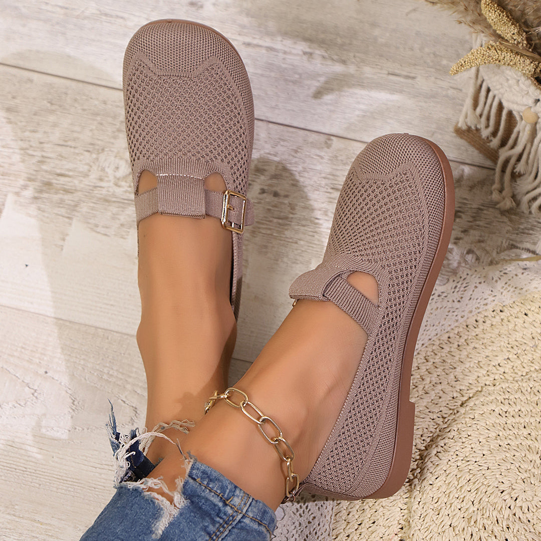 Damen luftige Ballerinas mit modischem Schnallen-Detail R&B