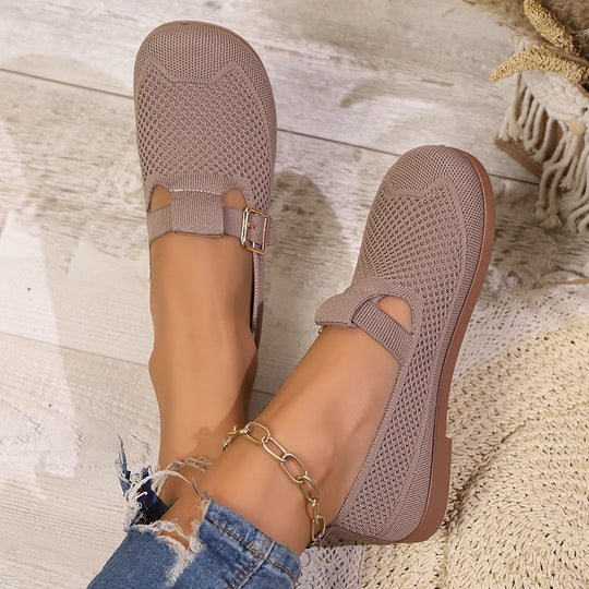 Damen luftige Ballerinas mit modischem Schnallen-Detail R&B