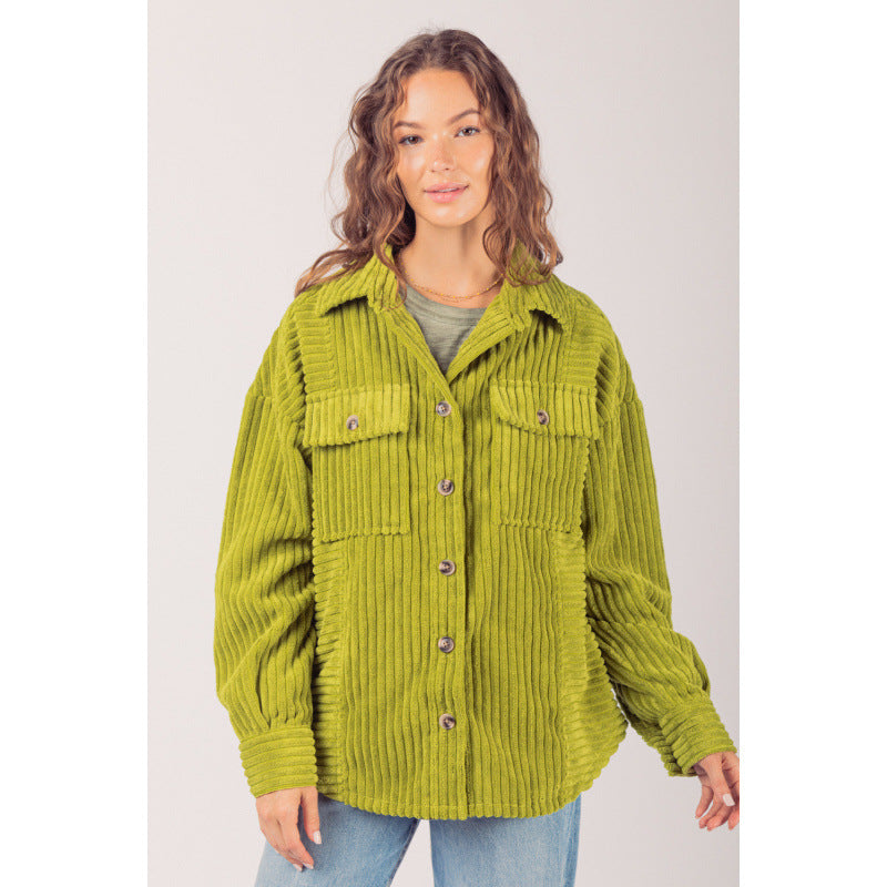 Damen lässige Cordjacke mit praktischen Taschen R&B