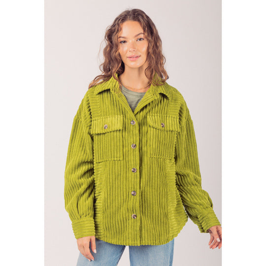 Damen lässige Cordjacke mit praktischen Taschen R&B