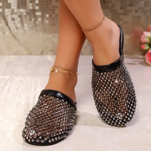 Damen Glamouröse Pantoletten mit Glitzerapplikationen R&B
