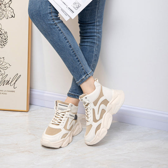Damen modische High-Top Sneakers mit verstärktem Sohlenprofil und atmungsaktiver Obermaterialstruktur R&B