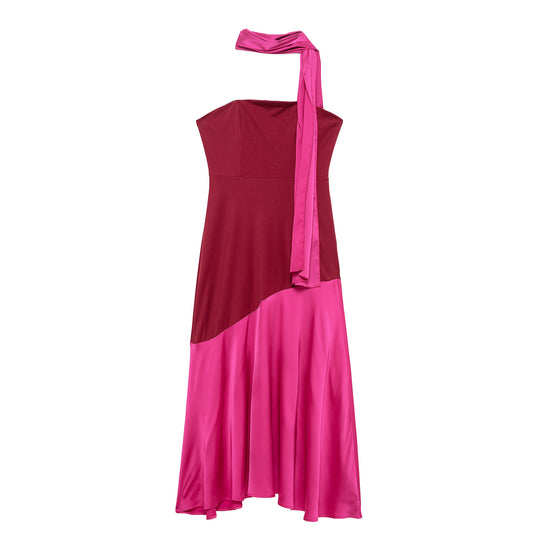 Damen Abendkleid mit asymmetrischem Schnitt und elegantem Überwurf R&B