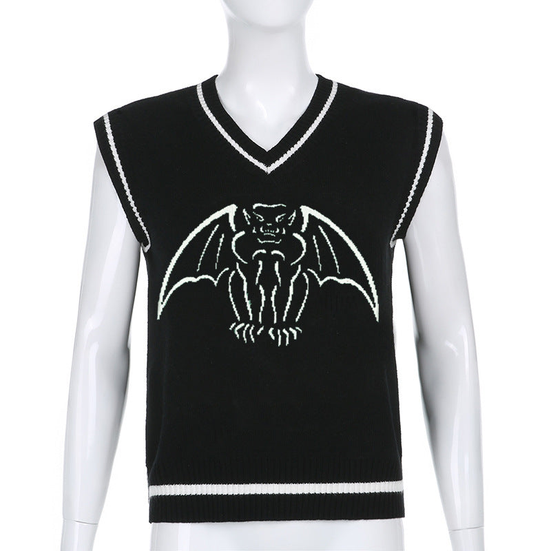 Damen Strickweste mit beeindruckendem Gothic-Motiv R&B