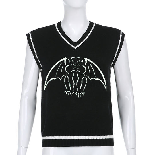 Damen Strickweste mit beeindruckendem Gothic-Motiv R&B
