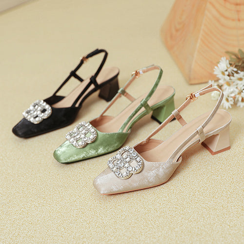 Damen Slingback-Pumps mit funkelndem Schmuck R&B