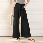 Damen Weit geschnittene Sommerhose mit hochwertigem Bund und eleganter Schleifendetail R&B