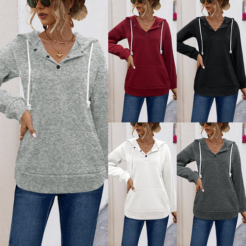 Damen Hoodie mit Knopfleiste und lässigem Schnitt R&B