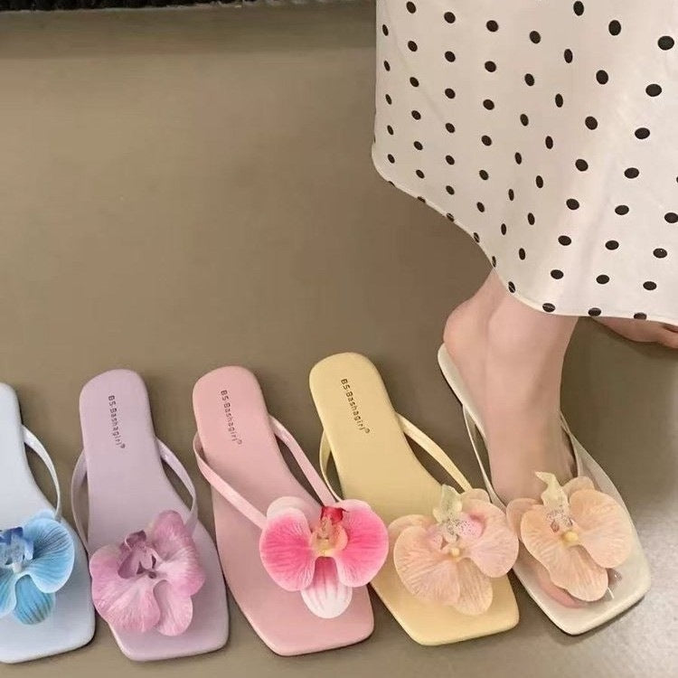 Damen Flip-Flops mit floralem Applikationsdesign EB