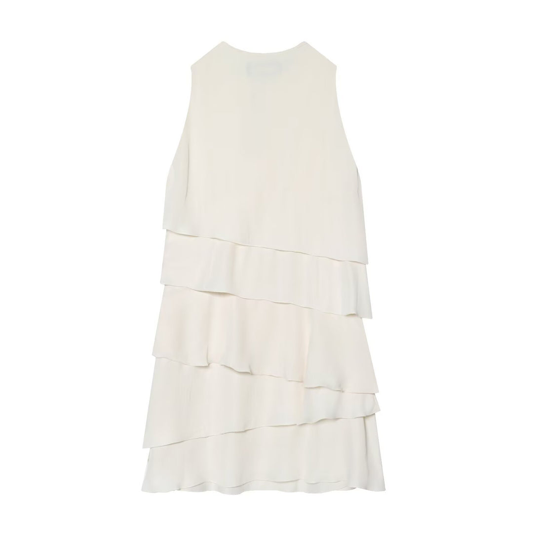 Damen Midi-Kleid mit schwingendem Volant und elegantem Bindegürtel R&B