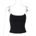 Damen Crop-Top mit zartem Spitzenrand und schmalen Trägern R&B