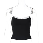 Damen Crop-Top mit zartem Spitzenrand und schmalen Trägern R&B