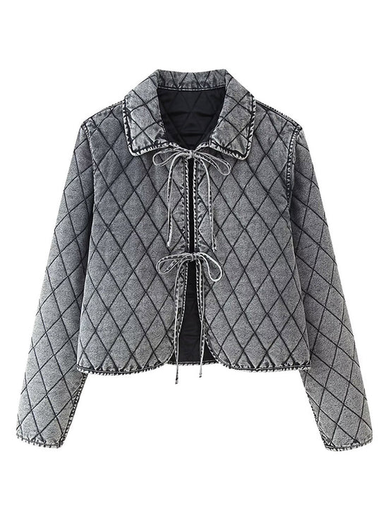 Damen gestepptes Kunstfell-Jacke mit tailliertem Schnitt und modernen Details R&B
