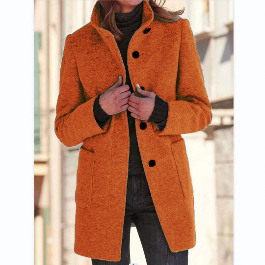 Damen elegante Wolljacke mit praktischen Taschen und Knopfverschluss R&B