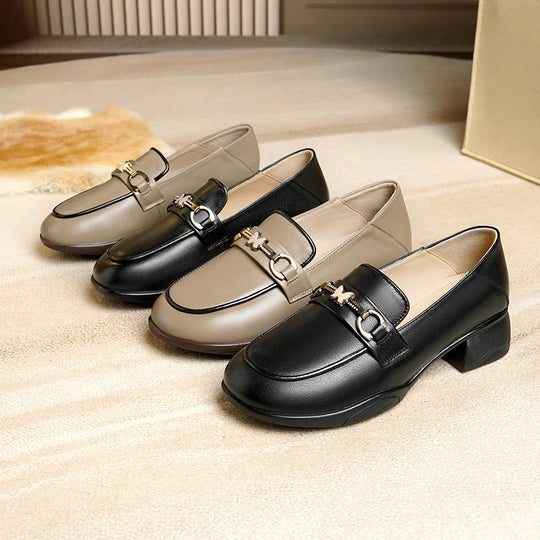 Damen Elegante Mokassins mit modischem Schmuckdetail und bequemem Blockabsatz R&B