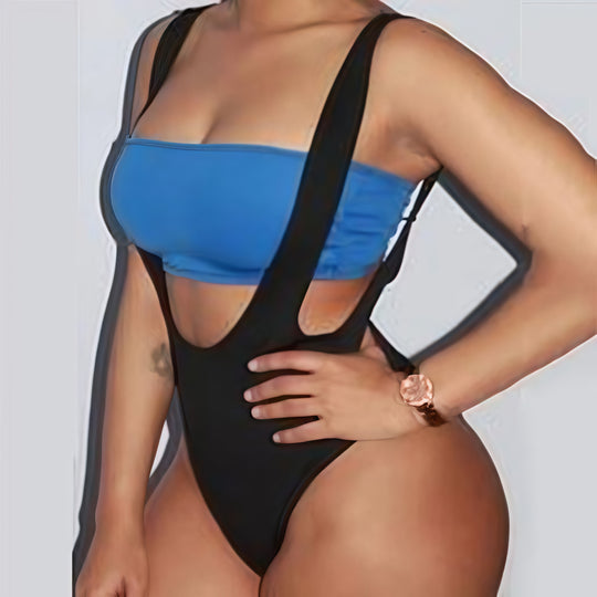 Damen Badeanzug mit modernem Cut-Out-Design und verstellbaren Trägern R&B