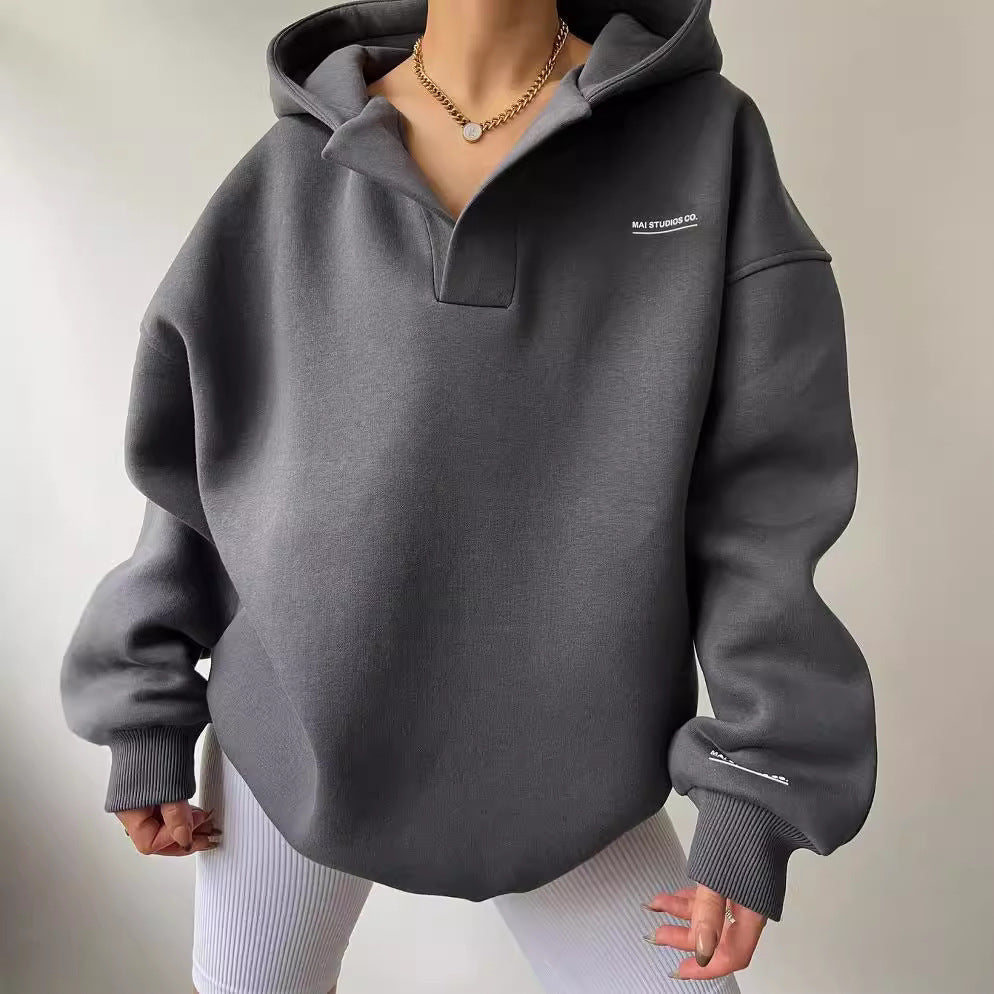 Damen oversized Kapuzenpullover mit lässigem Schnitt und sportlicher Ästhetik R&B