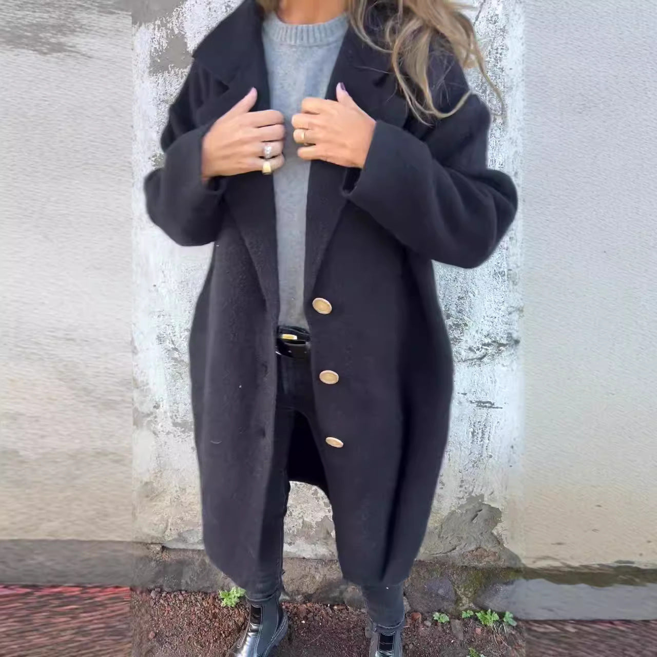 Damen Oversized Wollmantel mit eleganten Details R&B