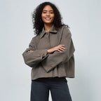 Damen lässige Oversize-Jacke mit doppelter Knopfleiste R&B