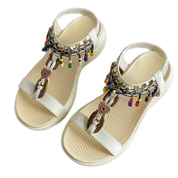 Damen trendige Sandalen mit bunten Perlenakzenten R&B