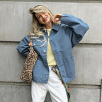 Damen Oversized Jeansjacke mit aufgesetzten Taschen und modernem Schnitt R&B