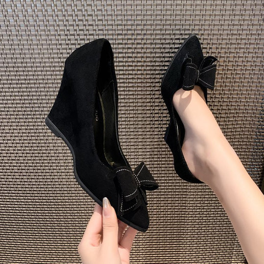 Damen elegante Wedge-Pumps mit modischem Schleifenakzent R&B