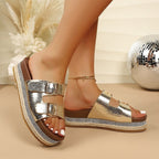 Damen Trendige Riemensandalen mit funkelndem Design R&B