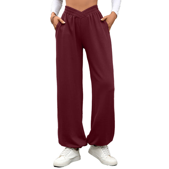 Damen bequeme Palazzo-Hose mit elastischem Bund und Seitentaschen R&B