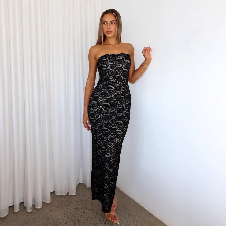 Damen Spitzenkleid im ärmellosen Design R&B