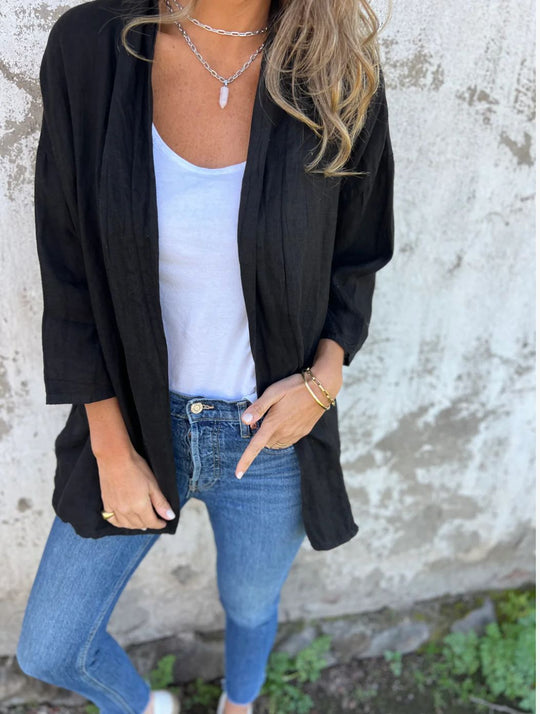 Damen lässige Sommerjacke aus leichtem Leinen R&B