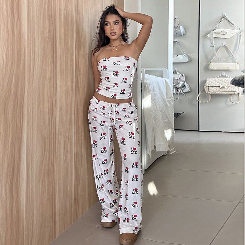 Damen lässige Druckhose mit elastischem Bund R&B