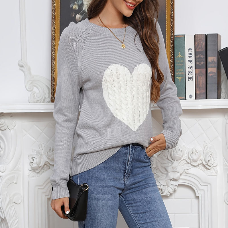 Damen legerer Pullover mit Herzdesign R&B