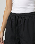 Damen lässige Utility-Palazzohose mit hohem Komfortbund, aufgesetzten Mehrfachtaschen und abgesteppten Kniefalten R&B