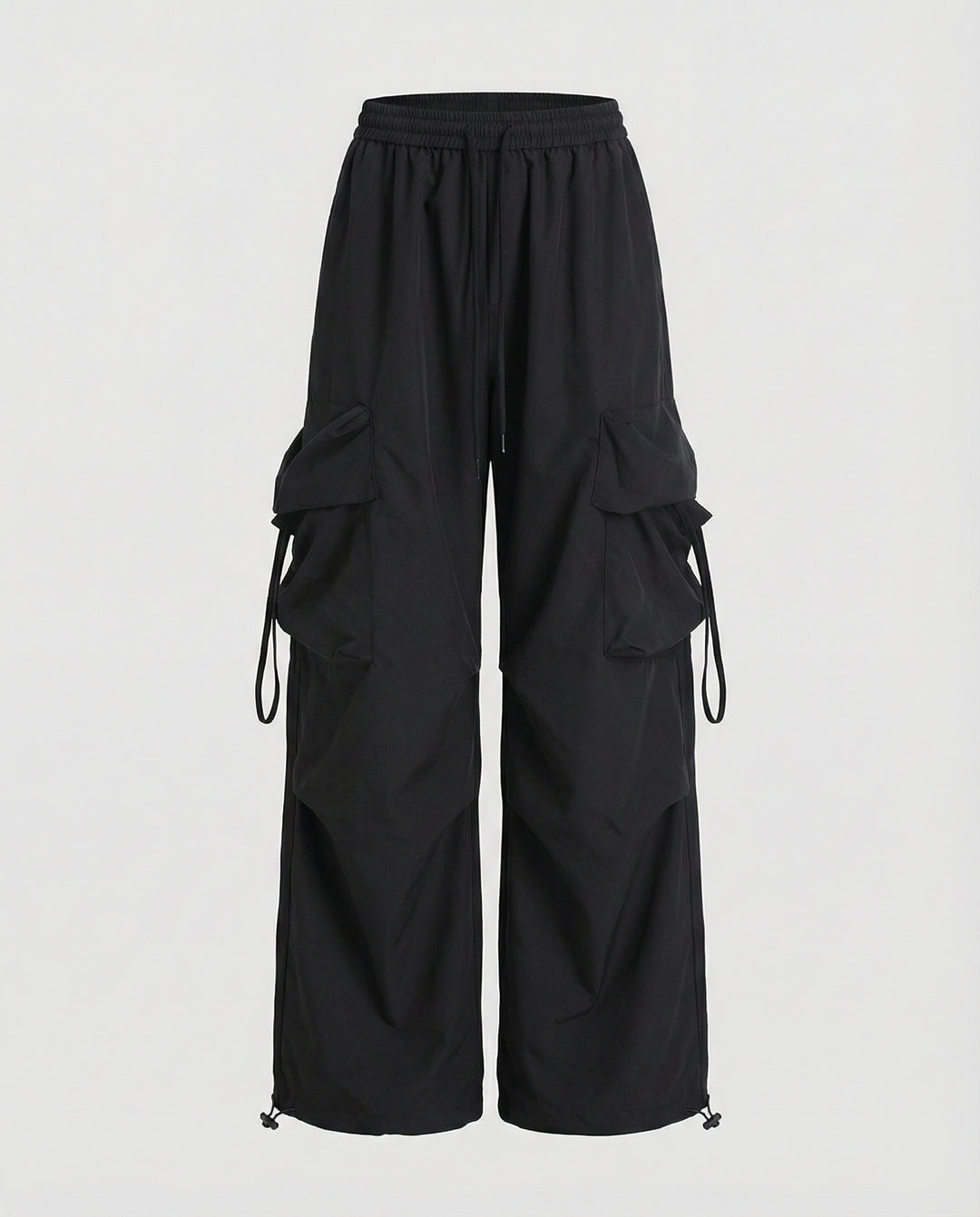 Damen lässige Utility-Palazzohose mit hohem Komfortbund, aufgesetzten Mehrfachtaschen und abgesteppten Kniefalten R&B