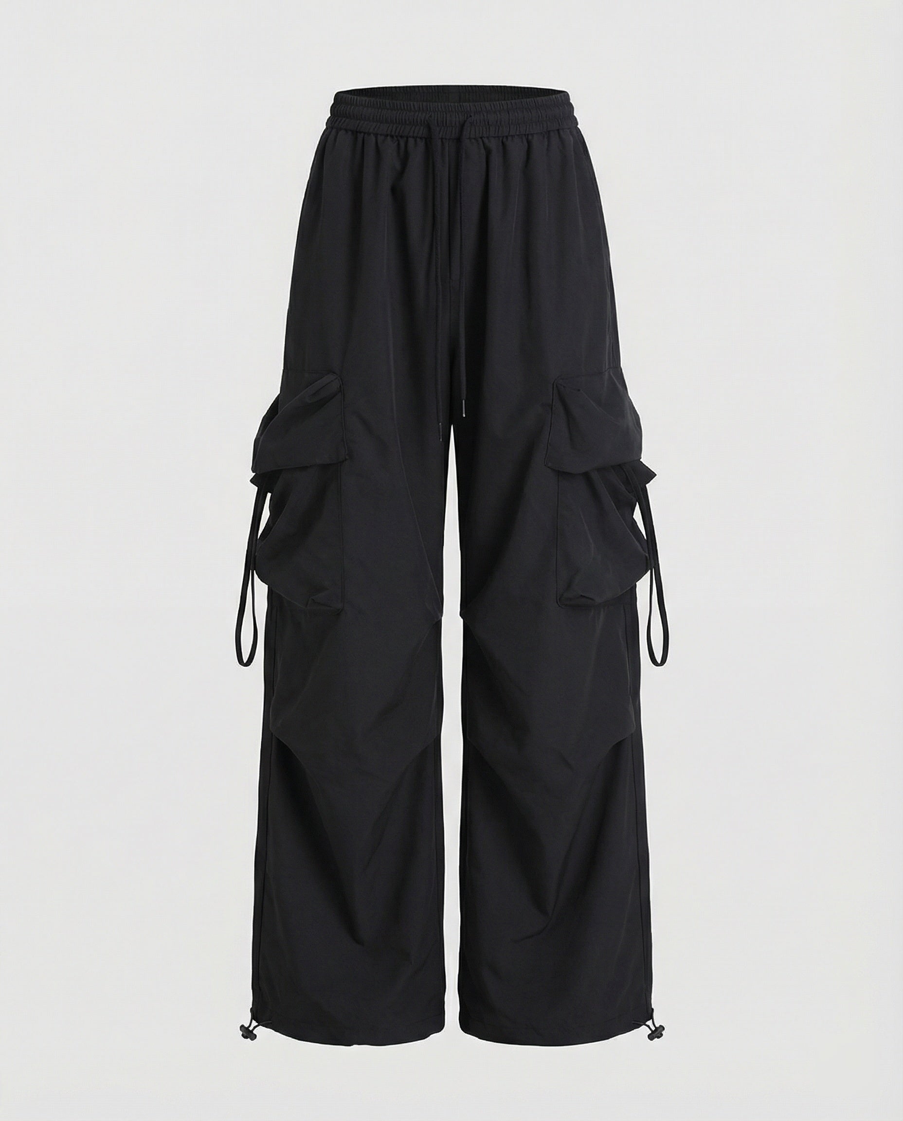 Damen lässige Utility-Palazzohose mit hohem Komfortbund, aufgesetzten Mehrfachtaschen und abgesteppten Kniefalten R&B