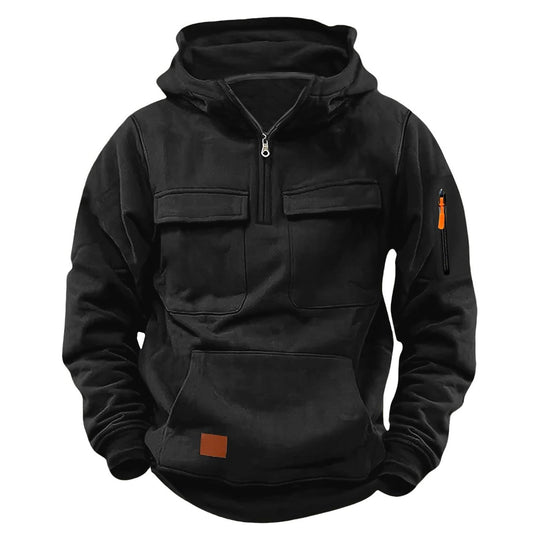 Herren funktionale Kapuzenjacke mit Reißverschluss und praktischen Taschen R&B