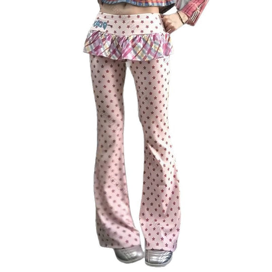 Damen Figurbetonte Flared-Hose mit Rüschendetail R&B