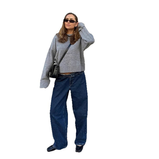 Damen gemütlicher, oversized Strickpullover R&B
