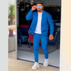 Herren modisches Athleisure Set mit strukturiertem Design und elastischem Bund R&B